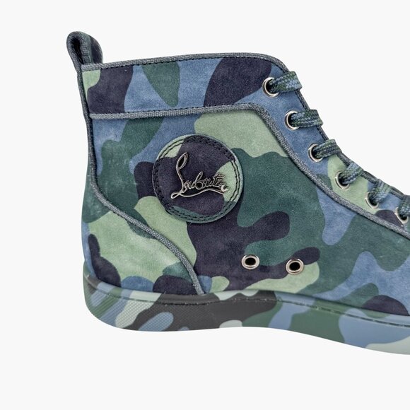 Christian Louboutin Louis Orlato Camo Sneakers Size 40 US 10 High Top Blue Green - Picture 13 of 15